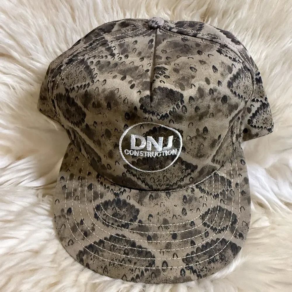 DNJ Construction Embroidered Logo Brown And Black Snakeskin Baseball Cap USA